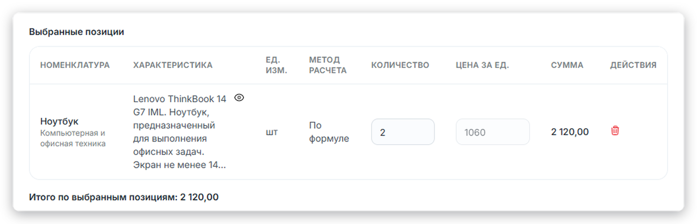 Заявка подразделения