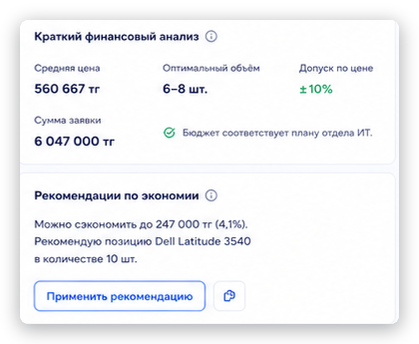Рекомендации ИИ по экономии